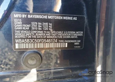 2015 BMW 535 Xi z USA, uszkodzony, nr VIN WBA5B3C50FD546174